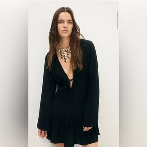 H&M Black Deep V-Neck Dress NWT